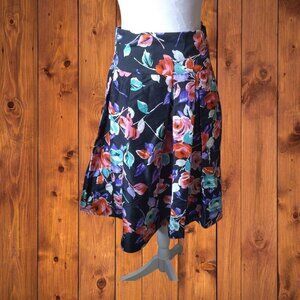 EXPRESS Design Studio Women's Size 2 Floral Pleated Lined Silk Skirt Pockets